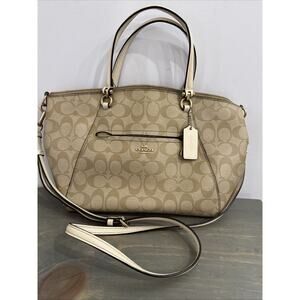 Coach Prairie Satchel Handbag/Signature Canvas Light Khaki Chalk Color Combo